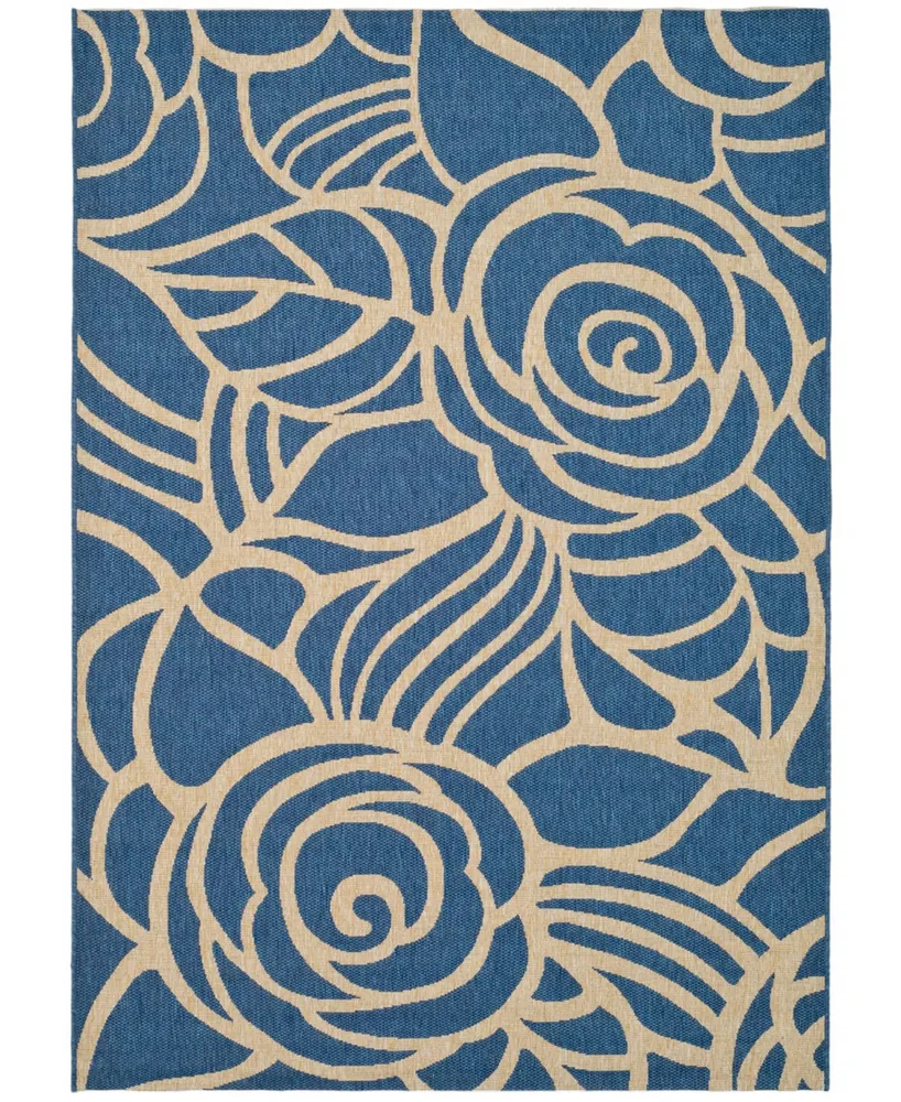 Safavieh Courtyard CY5141 Blue and Beige 7'10" x 7'10" Round Outdoor Area Rug