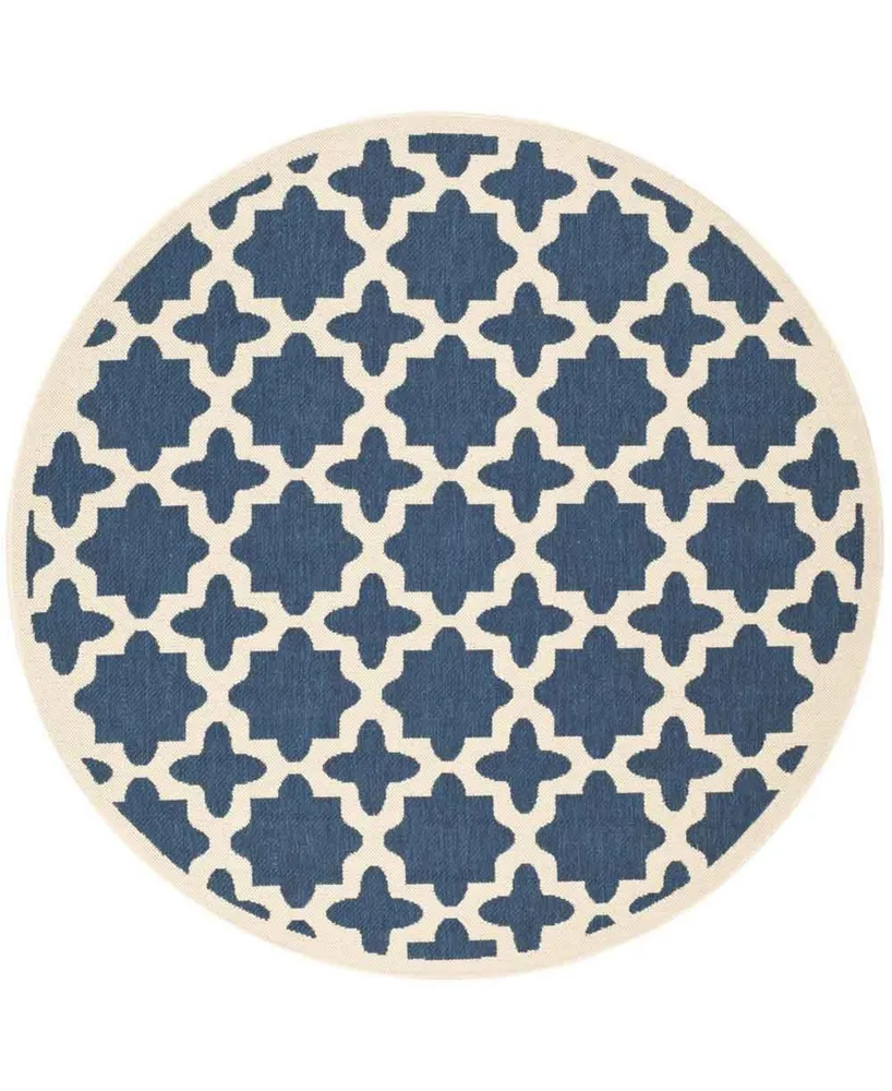 Safavieh Courtyard CY6913 Navy and Beige 4' x 4' Sisal Weave Round Outdoor Area Rug