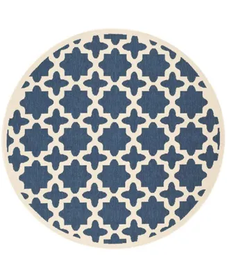 Safavieh Courtyard CY6913 Navy and Beige 4' x 4' Sisal Weave Round Outdoor Area Rug