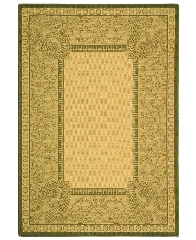 Safavieh Courtyard CY2965 Natural and Olive 6'7" x 9'6" Sisal Weave Outdoor Area Rug
