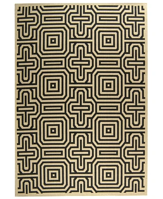 Safavieh Courtyard CY2962 Sand and Black 5'3" x 5'3" Sisal Weave Round Outdoor Area Rug