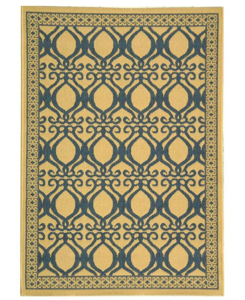 Safavieh Courtyard CY3040 Natural and Blue 6'7" x 9'6" Outdoor Area Rug