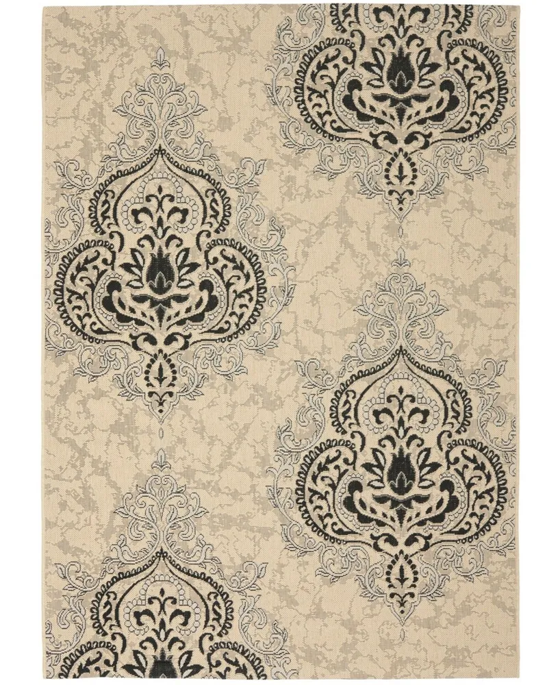 Safavieh Courtyard CY7926 Creme and Black 7'10" x 7'10" Square Outdoor Area Rug