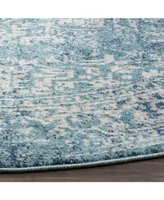 Safavieh Evoke EVK256 Blue and Ivory 5'1" x 5'1" Round Area Rug