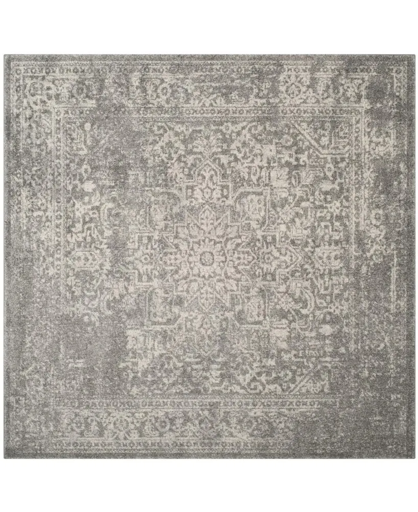 Safavieh Evoke EVK256 Silver and Ivory 5'1" x 5'1" Square Area Rug