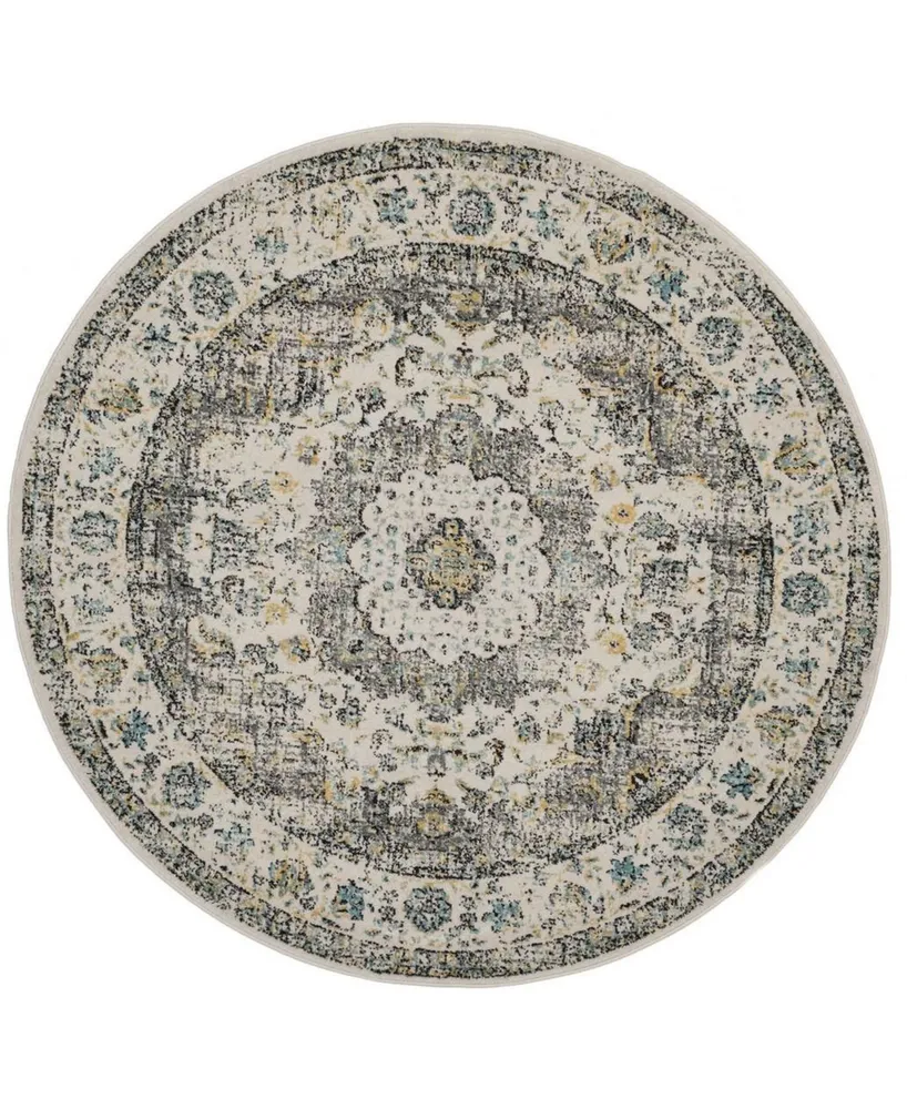 Safavieh Evoke EVK220 Gray and Gold 9' x 9' Round Area Rug