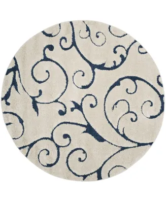 Safavieh Florida Shag SG455 Cream and Blue 9' x 9' Round Area Rug