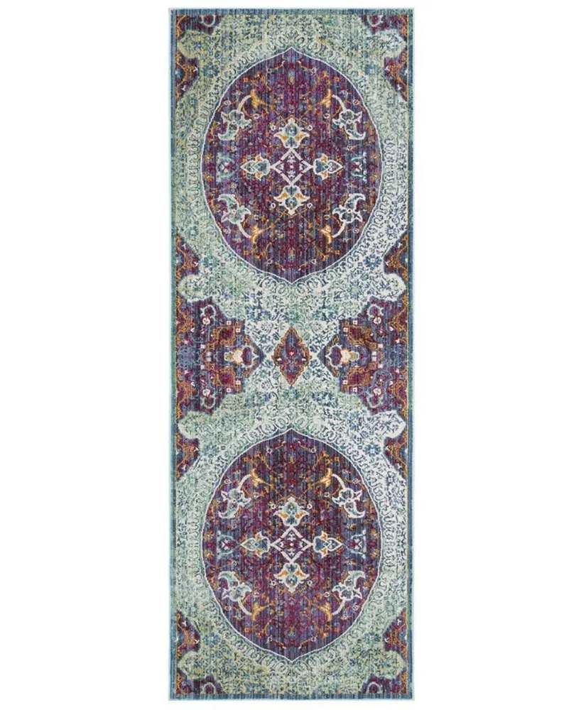 Safavieh Sutton SUT401 Purple and Turquoise 3' x 12' Area Rug