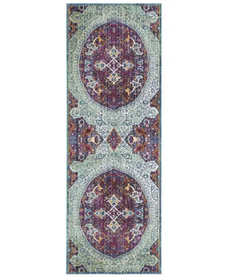 Safavieh Sutton SUT401 Purple and Turquoise 3' x 12' Area Rug