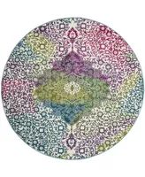 Safavieh Watercolor WTC672 Ivory and Fuchsia 5'3" x 5'3" Round Area Rug