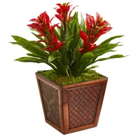 Nearly Natural Triple Bromeliad Artificial Plant in Decorative Planter