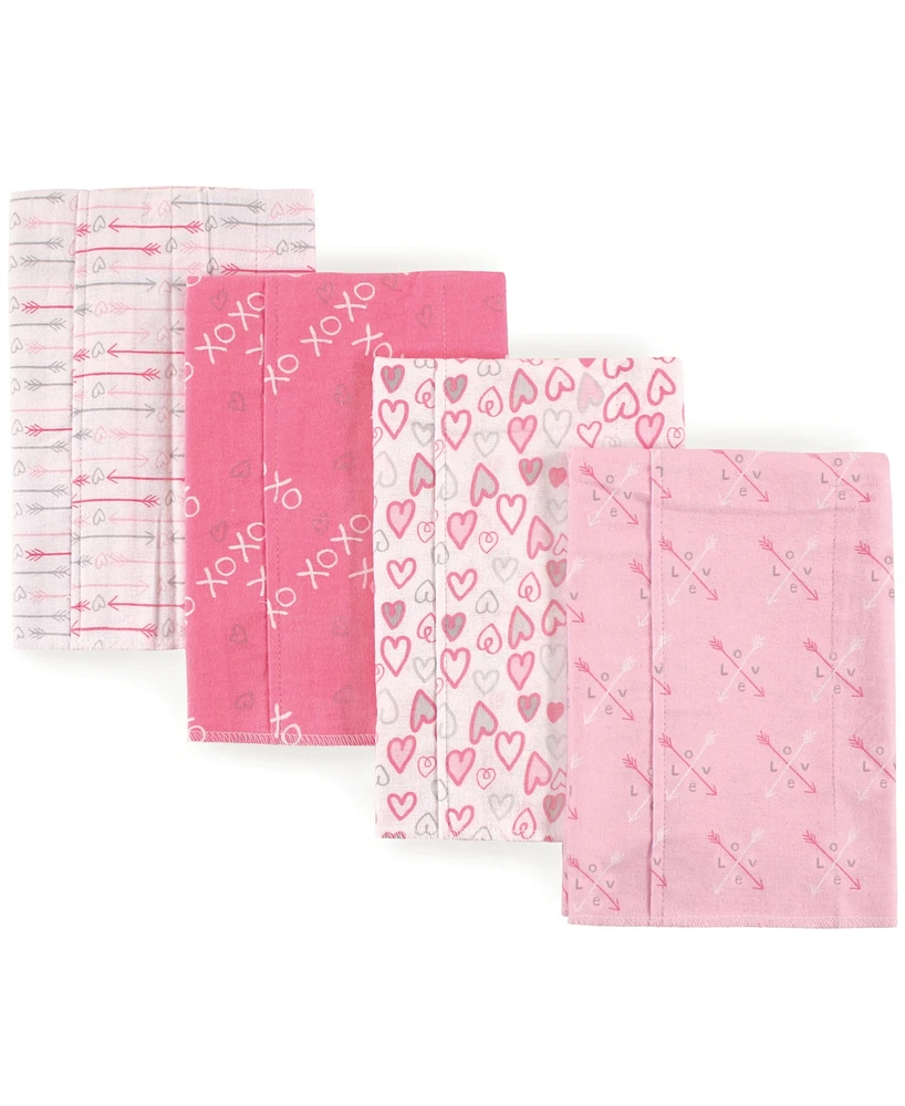 Luvable Friends Baby Girl Cotton Flannel Burp Cloths 4pk