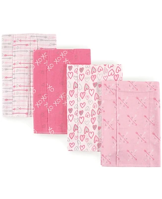 Luvable Friends Baby Girl Cotton Flannel Burp Cloths 4pk