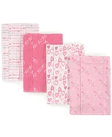 Luvable Friends Baby Girl Cotton Flannel Burp Cloths 4pk