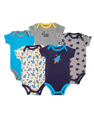 Luvable Friends Baby Boy Cotton Bodysuits 5pk, Rocket