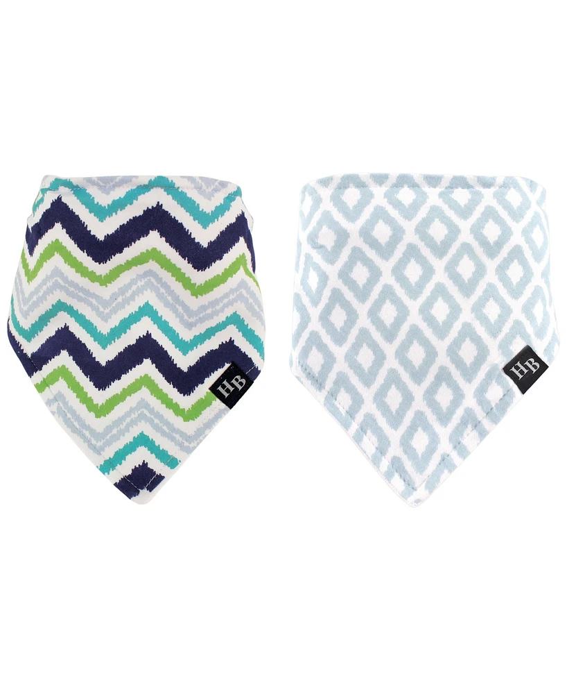 Hudson Baby Infant Boy Cotton Bandana Bibs 2pk, Chevron, One Size