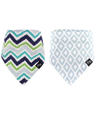 Hudson Baby Infant Boy Cotton Bandana Bibs 2pk, Chevron, One Size