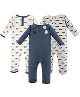 Hudson Baby Baby Boys Hudson Cotton Coveralls 3pk, Wingman, 12-18 Months