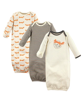 Touched by Nature Baby Girls Organic Cotton Long-Sleeve Gowns 3pk, Bird, 0-6 Months