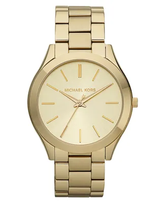 Michael Kors Unisex Slim Runway Gold-Tone Stainless Steel Bracelet Watch 42mm