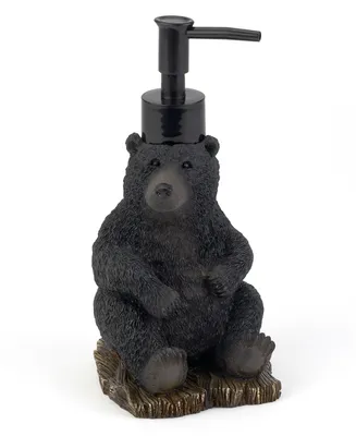 Avanti Black Playful Bears Lodge Resin Soap/Lotion Pump