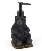 Avanti Black Playful Bears Lodge Resin Soap/Lotion Pump