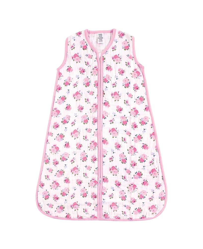 Luvable Friends Baby Girls Sleeveless Muslin Cotton Sleeping Bag, Sack, Blanket, Floral