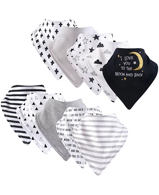 Hudson Baby Unisex Baby Cotton Bandana Bibs, Moon and Back 12-Pack, One Size