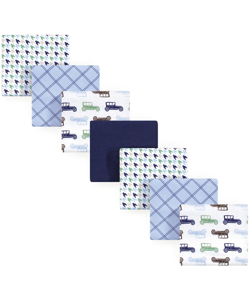 Hudson Baby Infant Boy Cotton Flannel Receiving Blankets Bundle, Blue Green Dino, One