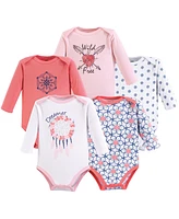 Yoga Sprout Cotton Long-Sleeve Bodysuits 5pk, Free Hugs, 18-24 Months