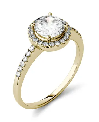 Moissanite Round Halo Ring (1-1/3 ct. t.w. Diamond Equivalent) 14k Gold or White Rose