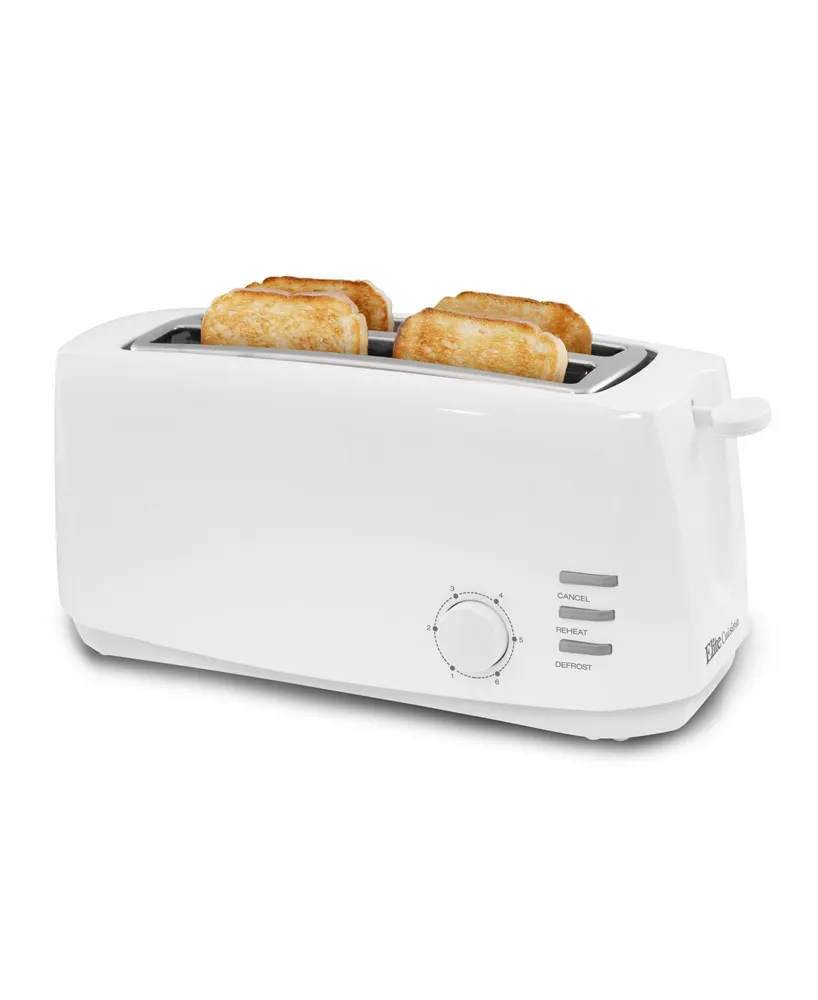 Elite Cuisine 4-Slice Long Slot Toaster, 6 Toast Settings, Slide Out Crumb  Tray, Extra Wide 1.5 Slots for Bagels