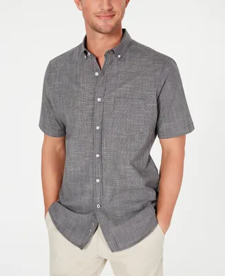 Club Room Men's Texture Check Stretch Cotton Shirt, Created for Macy's