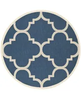 Safavieh Courtyard CY6243 Navy and Beige 5'3" x 5'3" Sisal Weave Round Outdoor Area Rug