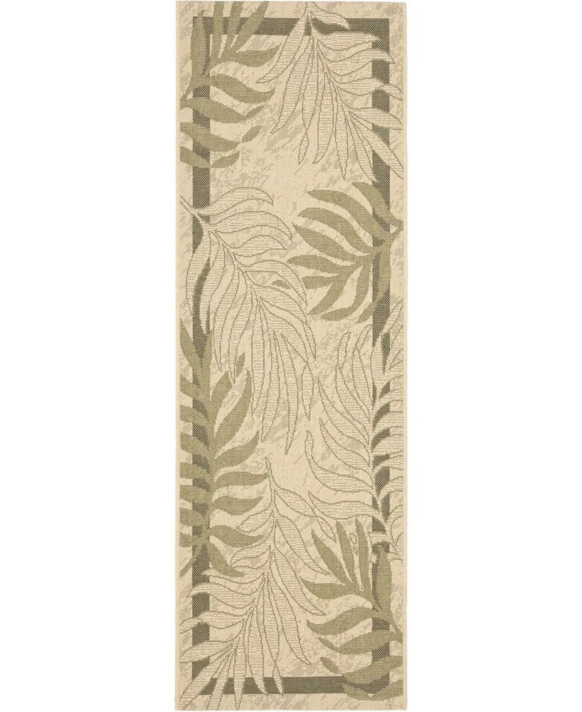 Safavieh Courtyard CY7836 Cream and Green 2'3" x 10' Runner Outdoor Area Rug