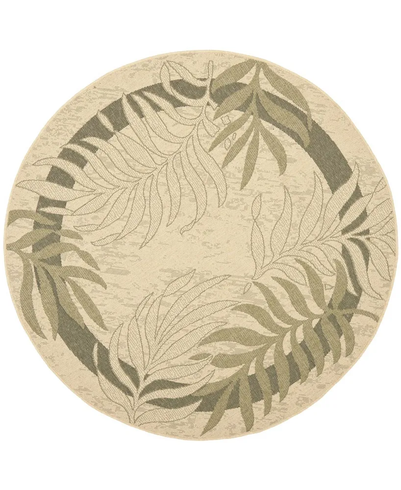 Safavieh Courtyard CY7836 Cream and Green 6'7" x 6'7" Round Outdoor Area Rug