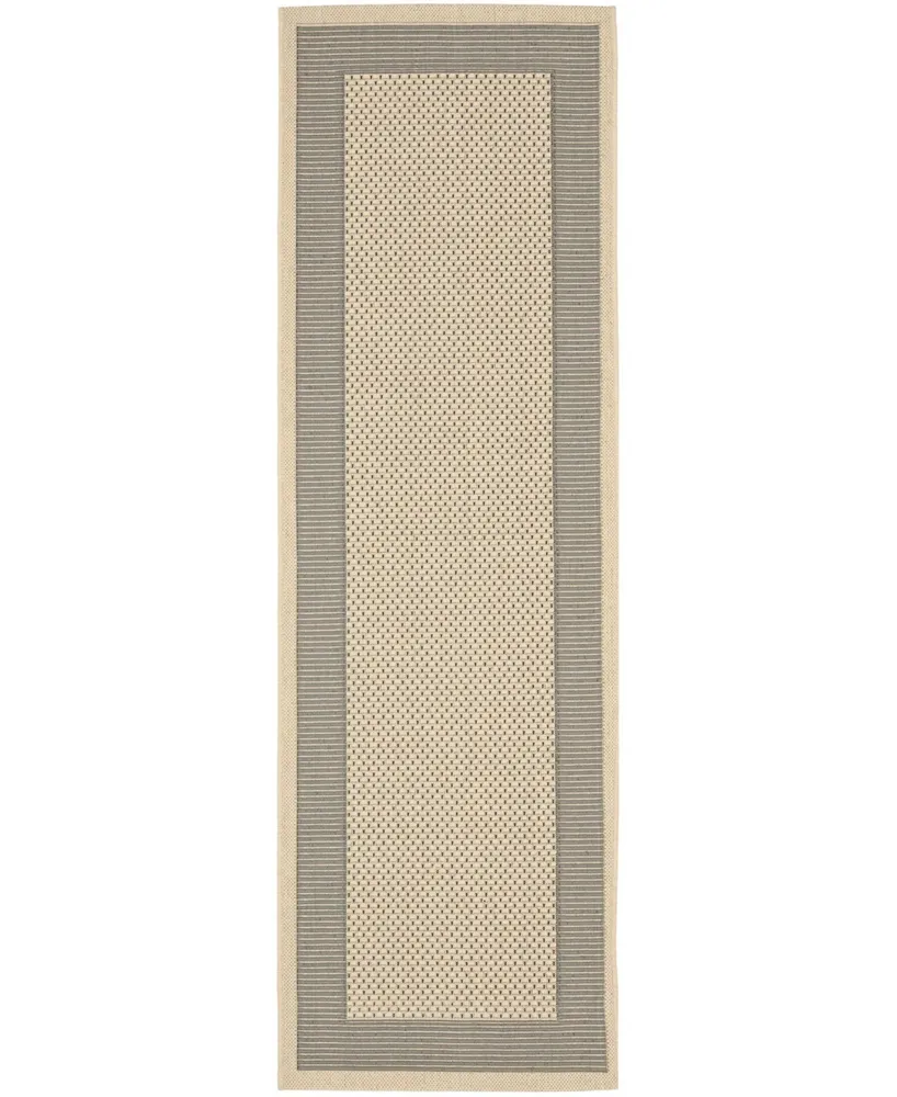 Safavieh Courtyard CY7987 Grey and Cream 2'3" x 6'7" Sisal Weave Runner Outdoor Area Rug