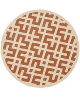 Safavieh Courtyard CY6915 Terracotta and Bone 6'7" x 6'7" Round Outdoor Area Rug