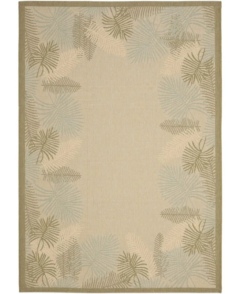 Safavieh Courtyard CY7945 Cream and Green 4' x 5'7" Sisal Weave Outdoor Area Rug