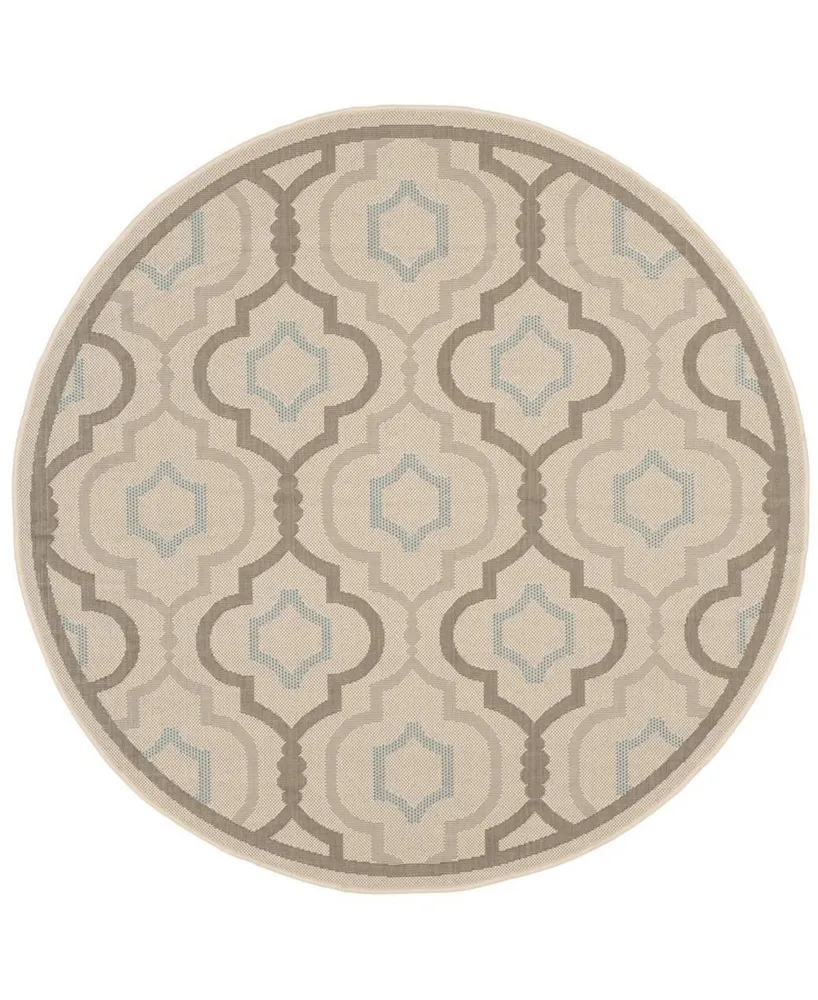 Safavieh Courtyard CY7938 Beige and Dark Beige 5'3" x 5'3" Round Outdoor Area Rug