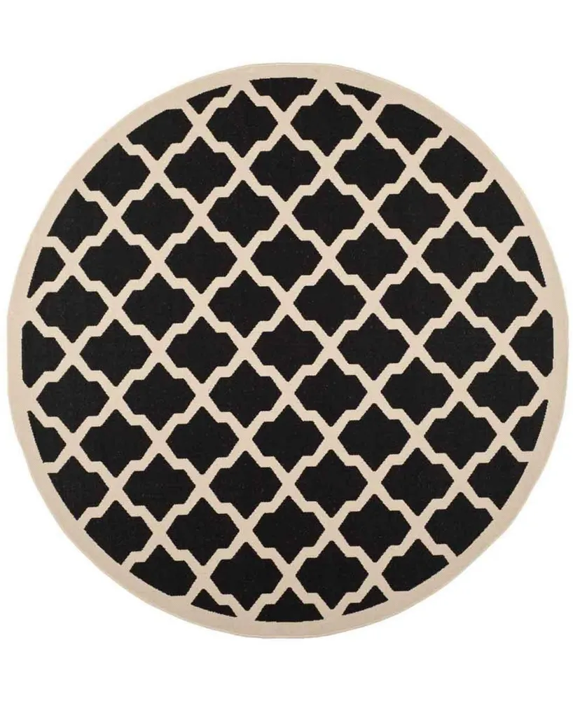 Safavieh Courtyard CY6903 Black and Beige 4' x 4' Sisal Weave Round Outdoor Area Rug