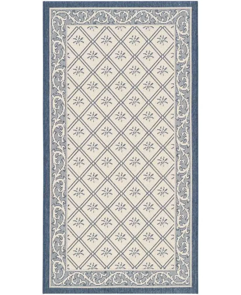 Safavieh Courtyard CY7427 Beige and Navy 2'7" x 5' Sisal Weave Outdoor Area Rug