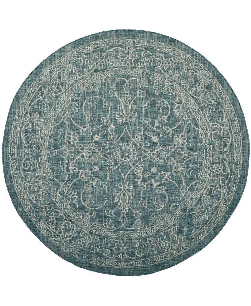 Safavieh Courtyard CY8680 Turquoise 6'7" x 6'7" Sisal Weave Round Outdoor Area Rug