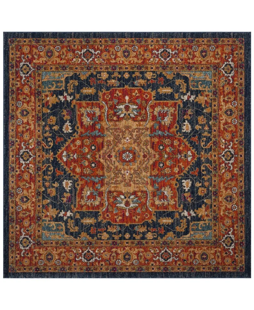 Safavieh Evoke EVK275 Blue and Orange 5'1" x 5'1" Square Area Rug