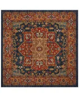 Safavieh Evoke EVK275 Blue and Orange 5'1" x 5'1" Square Area Rug