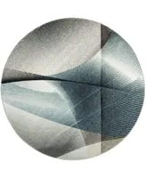 Safavieh Hollywood HLW715 Gray and Teal 6'7" x 6'7" Round Area Rug