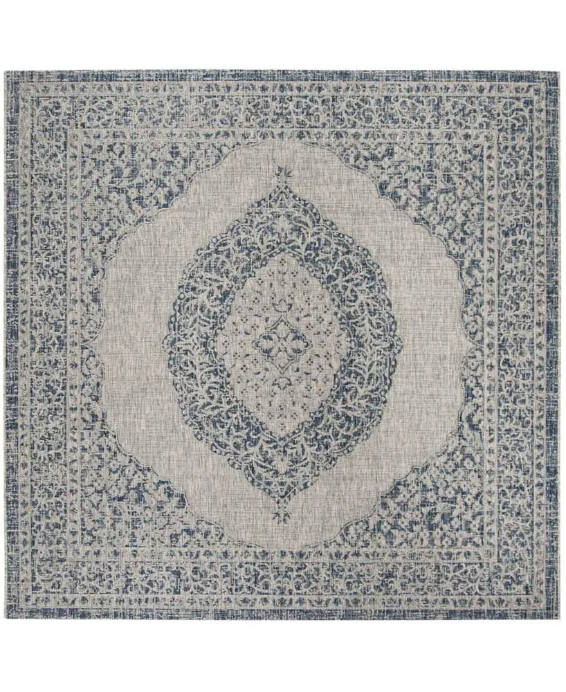 Safavieh Courtyard CY8751 Light Gray and 6'7" x 6'7" Sisal Weave Square Outdoor Area Rug