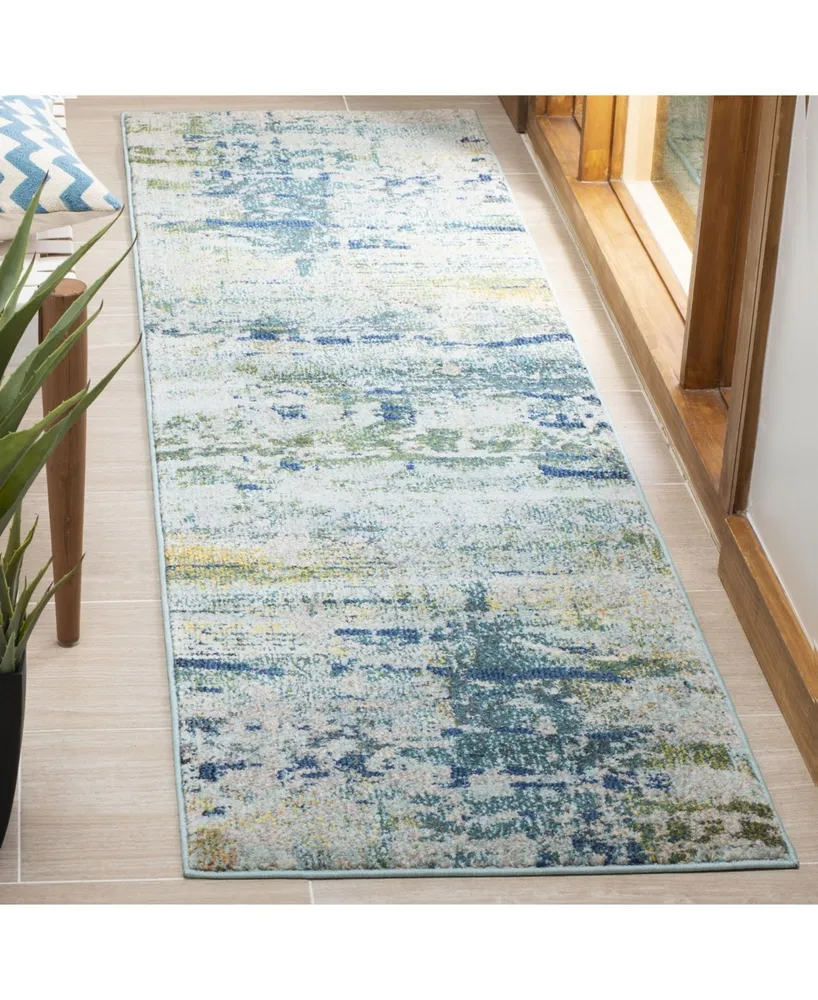 Safavieh Monaco MNC259 Blue and Grey 2'2" x 8' Runner Area Rug