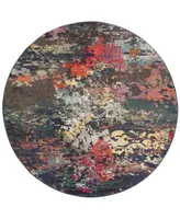 Safavieh Monaco MNC260 Brown and Teal 6'7" x 6'7" Round Area Rug