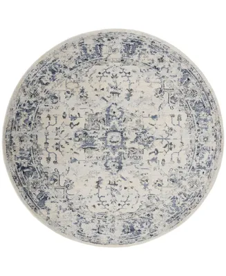 Safavieh Charleston CHL411 Ivory and Navy 6'7" x 6'7" Round Area Rug